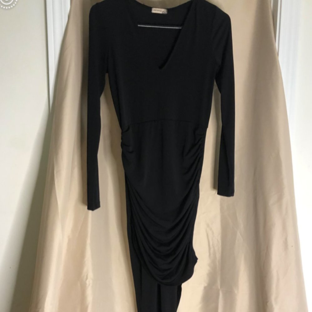 Black Long sleeve Split Dress